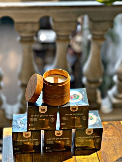A candle box made from cinnamon bark in Quảng Ngãi's Trà Bồng District. — Photo courtesy of Trà Bồng cinnamon