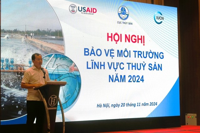 Trần Đình Luân, director of the Directorate of Fisheries, delivers his speech at the conference on Wednesday. — VNS Photo Nguyễn Hằng