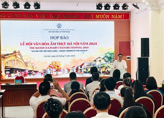 Director of Hanoi Department of Culture and Sports Đỗ Đình Hồng speaks at a press conference to introduce the Hà Nội Culinary Culture Festival 2024 on November 25. — VNS Photo Thanh Hải