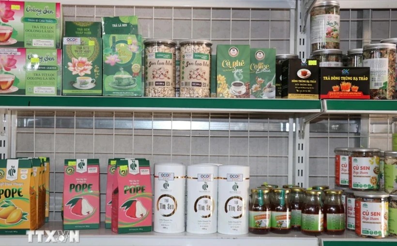Lotus-related products are sold at a store of Ecolotus Vietnam. (Photo: VNA)