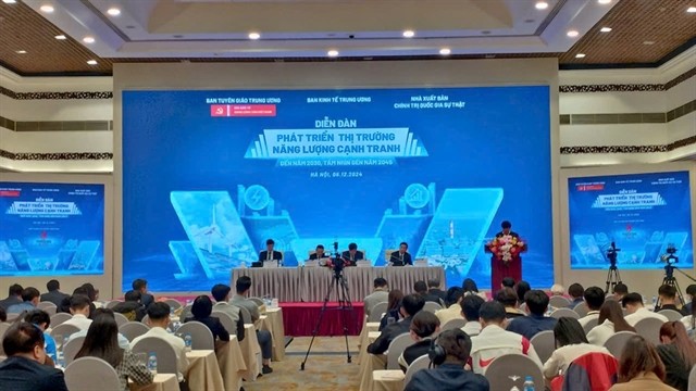 A panel answers questions from participants at the energy event. — VNA/VNS Đức Dũng