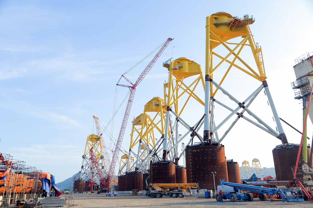 Offshore wind power foundation manufacturing site at the PTSC energy and technical services industrial center, Vung Tau City