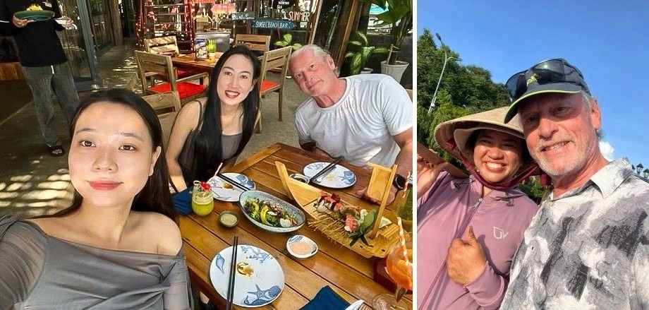 Swiss tourist Knoblauch Rof (R) spends more than 20 days staying at a resort in Phu Quoc