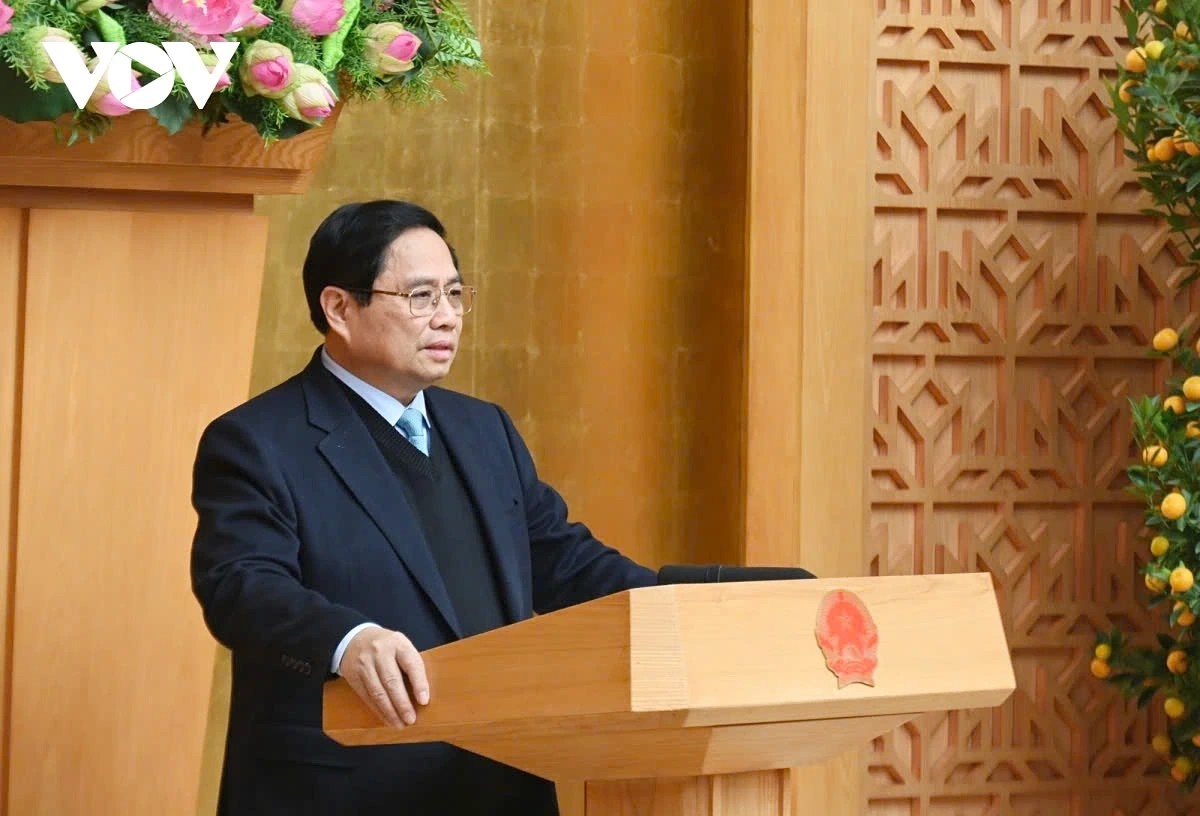 Prime Minister Pham Minh Chinh speaks at the regular review meeting of the Government for January 2025 in Hanoi on February 5