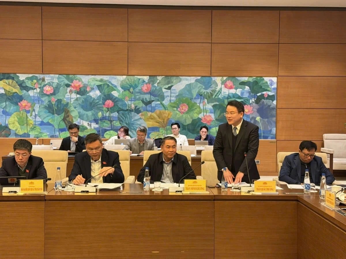 Deputy Minister of Planning and Investment Tran Quoc Phuong presents the Government's revised GDP plan at a meeting of the National Assembly's Economic Committee in Hanoi on February 7. 