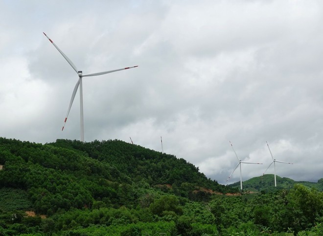 A wind power project operational in Huong Hoa district, Quang Tri province (Photo: VNA)