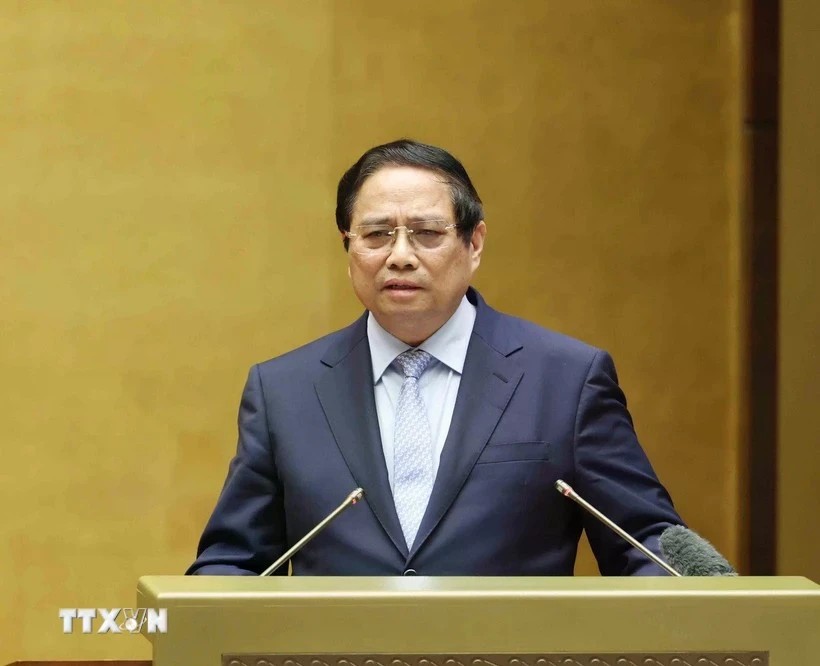 Prime Minister Pham Minh Chinh speaks at the national teleconference of the Party Central Committee’s Politburo and Secretariat (Photo: VNA)