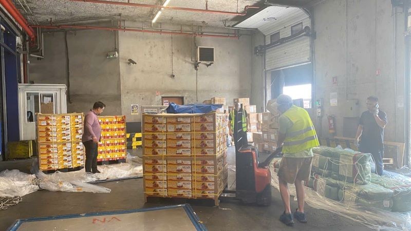 Lychees being transported from the airport. Photo: Dang Giang