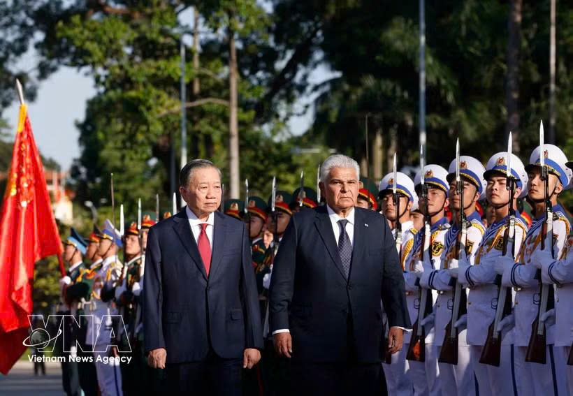 General Secretary and President To Lam hosts welcome ceremony for Panama President José Raúl Mulino